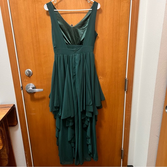 Forest Green Chiffon Dress with Layers - Picture 7 of 16